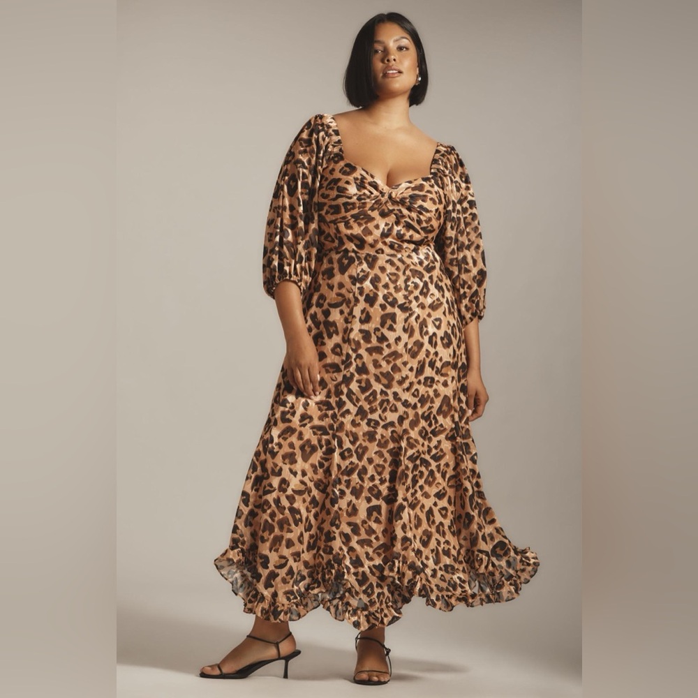Anthropologie Leopard Print Midi Dress